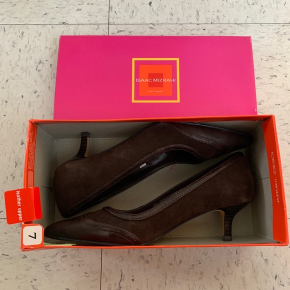 New - Issac Mizrahi Target Kitten Heel Brown Pumps - Picture 5 of 8